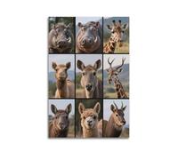 XKUGA Poster décoratif sur toile représentant une faune africaine, habitat naturel, zèbre, girafe, chameau, décoration murale moderne pour chambre à coucher (60 x 90 cm)