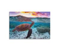 XKUGA Poster décoratif sur toile représentant une tortue tropicale, un récif de corail, une faune sous-marine, une impression sur toile, moderne, pour chambre à coucher (30 x 45 cm)
