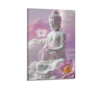 XKUGA Poster d'œuvre d'art religieuse Bouddha tenant une fleur de lotus - Impression sur toile et image d'art moderne pour chambre à coucher (30 x 45 cm)