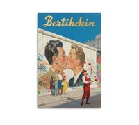 XKUGA Poster mural Brothers Kiss de l'époque de la guerre froide et graffiti de Berlin - Impression sur toile - Décoration murale moderne pour chambre à coucher (60 x 90 cm)