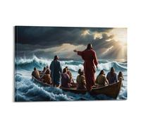 XKUGA Poster religieux Jésus calme une tempête - Impression sur toile - Décoration murale moderne pour chambre à coucher - 40 x 60 cm