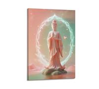 XKUGA Poster religieux « The Buddha Standing by The River » - Impression sur toile - Décoration murale moderne pour chambre à coucher - 50 x 75 cm