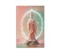 XKUGA Poster religieux « The Buddha Standing by The River » - Impression sur toile - Décoration murale moderne pour chambre à coucher - 50 x 75 cm