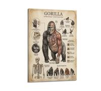 XKUGA Poster sur toile représentant le guide des animaux gorille pour enfants - Décoration murale moderne pour famille, grotte d'hommes, salle de jeux, chambre de garçons et de filles - 50 x 75 cm