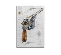 XKUGA Poster vintage d'armes à feu allemand C96 - Impression sur toile moderne - Décoration murale idéale pour famille, cave, salle de jeux, chambre de garçons et de filles - 30 x 45 cm