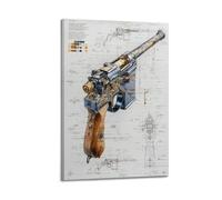 XKUGA Poster vintage d'armes à feu allemand C96 - Impression sur toile moderne - Décoration murale idéale pour famille, cave, salle de jeux, chambre de garçons et de filles - 30 x 45 cm
