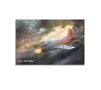 XKUGA Poster vintage d'avions militaires américains FJ-1 Fury Jet Fighter - Poster décoratif sur toile - Affiches d'art moderne pour chambre à coucher (50 x 75 cm)