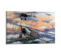 XKUGA Poster vintage de la Première Guerre mondiale, avion de chasse du matin, affiche décorative sur toile et image d'art moderne pour chambre à coucher (60 x 90 cm)