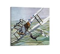 XKUGA Poster vintage de la Première Guerre mondiale, avion de combattant, histoire étrange, poster décoratif sur toile, affiches murales et image d'art moderne pour chambre à coucher (30 x 30 cm)