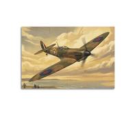 XKUGA Poster vintage de la RAF Aviation Spitfire Fighter Landscape Patrol - Impression sur toile moderne - Décoration murale idéale pour famille, cave, salle de jeux, chambre de garçons et de filles