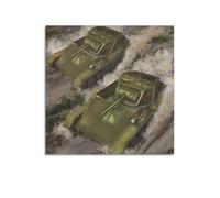 XKUGA Poster vintage de la Seconde Guerre mondiale des chars légers soviétiques T-70 - Impression sur toile - Décoration murale moderne pour chambre à coucher - 60 x 60 cm