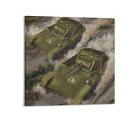 XKUGA Poster vintage de la Seconde Guerre mondiale sur toile représentant les chars légers soviétiques T-70 - Impression sur toile - Décoration murale moderne pour chambre à coucher - 70 x 70 cm