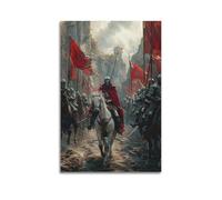 XKUGA Poster vintage médiéval chevaliers templiers - Impression sur toile murale moderne pour chambre à coucher - 30 x 45 cm