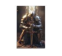 XKUGA Poster vintage représentant les chevaliers médiévaux des templiers - Impression sur toile murale moderne pour chambre à coucher (60 x 90 cm)