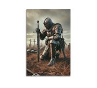 XKUGA Poster vintage représentant les chevaliers médiévaux des templiers - Impression sur toile murale moderne pour chambre à coucher - 30 x 45 cm