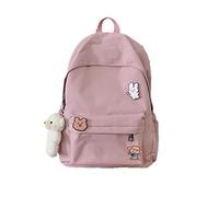 XKUN Cartable Femme Sac À Dos Nylon Harajuku Sac Fille Kawaii College Étudiant Étanche Lames Fashion School-Pink,Gift Bear