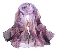 XKUN Foulard Écharpe Foulard D'Été Écharpe Floral Echarpe Foulard Mince Chant De Turban Femmes Scar-Purple, Mauve, a