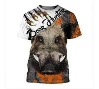 XKYDYF Hommes 3D Imprimé T-Shirts Chasseur Chasse Sanglier Hommes Impression 3D T-Shirt Décontracté À Manches Courtes T-Shirt Harajuku