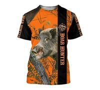 XKYDYF Hommes 3D Imprimé T-Shirts Chasseur Chasse Sanglier Hommes Impression 3D T-Shirt Décontracté À Manches Courtes T-Shirt Harajuku