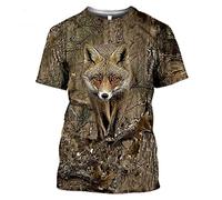 XKYDYF Hommes 3D Imprimé T-Shirts Été Décontracté Hommes T-Shirt Camouflage Chasse Animal Renard 3Dt-Shirt Mode Rue Femmes Pull À Manches Courtes Haut