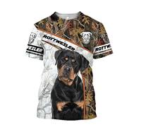 XKYDYF Hommes 3D Imprimé T-Shirts Été T-Shirt Hommes Beau Rottweiler Chasse Impression 3D Harajuku Décontracté À Manches Courtes Haut Unisexe