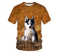 XKYDYF Hommes 3D Imprimé T-Shirts Husky Man's T-Shirt Chien Jungle Camouflage Canard Impression 3D Mode Polyester Été Ultra-Mince Tissu Casual Cool T-Shirt