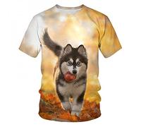 XKYDYF Hommes 3D Imprimé T-Shirts Husky Man's T-Shirt Chien Jungle Camouflage Canard Impression 3D Mode Polyester Été Ultra-Mince Tissu Casual Cool T-Shirt