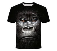 XKYDYF Hommes 3D Imprimé T-Shirts T-Shirt Animal 3D Drôle Singe Gorille Chemise Unisexe À Manches Courtes Alternative Hip Hop Harajuku Streetwear T-Shirt Hommes Hauts D'Été