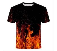 XKYDYF Hommes 3D Imprimé T-Shirts T-Shirt Red Flame Casual Hommes Été Nouvelle Chemise 3Dt avec Col Rond Manches Courtes Flamme Bleue Impression 3D Top L