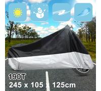 XL 180T étanche à pluie poussière Motocyclette couverture Noir Ton Argent extérieur anti-UV Protecteur
