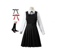 (XL,A2 Costume)Anime Chainsaw Man Cosplay Mitaka Asa Costume Dress Black Red Tie Women Uniform Halloween Clothes