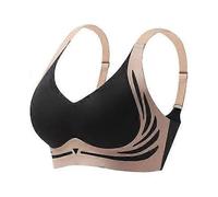 (XL,Advanced Black)2025New Lifting Anti-Sagging Wireless Push-up Bra, Women Adjustable V Neck No Underwire