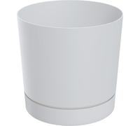 XL bac à fleurs en plastique avec soucoupe, rond blanc mat - Ø 47 cm - grand bac à fleurs avec fond amovible résistant aux UV