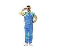 (XL,Blue)Adult 70s 80s Shell Suit Fancy Dress Costume, 80s Tracksuit acket and Trousers Set