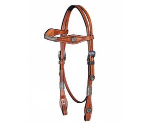 XL-Bride Western Rawhide Braided avec boucles « antique-style » X-Full Cheval extra / Cheval de trait