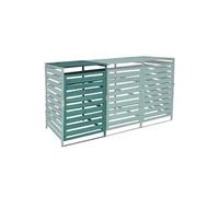 Poubelle d'extérieur et bac à déchets Mendler XL cache poubelle HWC-H62 110x65x93cm bois massif vert foncé