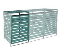 Poubelle d'extérieur et bac à déchets Mendler XL cache poubelle HWC-H62 110x65x93cm bois massif vert foncé