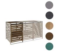 Poubelle d'extérieur et bac à déchets Mendler XL cache poubelle HWC-H62110x65x93cm bois massif brun foncé
