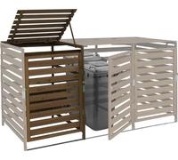 XL habillage de poubelle pour 1/2 personnes extension HWC-H62, box pour poubelle, 114x67x97cm bois massif ~ brun foncé