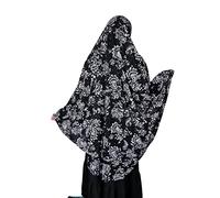XL Khimar - Hijab long prêt à l'emploi pour femme musulmane - 1 pièce - Matériau Lycra stretch - Noir - Taille unique