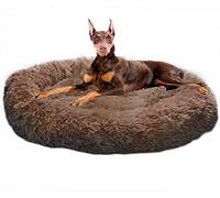 XL Lit pour Chien Grande Taille,Panier pour Chien Moyen Taille Orthopedique xxl,Panier Chien Moelleux Rond xxxl,Donut Tapis Chien ,Dehoussable Coussin Chien Indestructible Anti Stress marron 150cm
