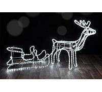 XL Noël Silhouette Renne avec traîneau 145 cm, 288 LED eisweiss, pour intérieur + extérieur