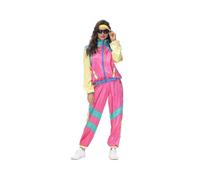 (XL,Pink)Adult 70s 80s Shell Suit Fancy Dress Costume, 80s Tracksuit acket and Trousers Set