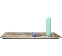 XL plateau bougie bois shabby blanc - 60 x 16 cm - plateau déco vintage grand rectangle - plateau bois table