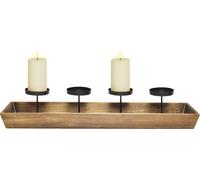 XL Porte-bougies 4 pièces sur plateau en bois - env. 56 x 12 cm - Porte-bougies de l'Avent