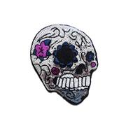 XL Skull avec paillettes - Ecusson thermocollant patches appliques, Taille: 22,5 x 17,3 cm