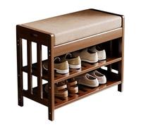 XL Superb Banc à Chaussures Rembourré en Bambou à 3 Niveaux pour Porte D'EntréE éTagèRe GrillagéE pour EntréE, Couloir, Salon, Banc de Bout de Lit 50CM/19.7IN