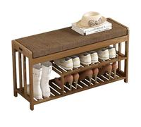 XL Superb Banc à Chaussures Rembourré en Bambou à 3 Niveaux pour Porte D'EntréE éTagèRe GrillagéE pour EntréE, Couloir, Salon, Banc de Bout de Lit 90cm/35.4in for Long Boots