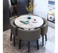 XL Superb Ensemble de Table à Manger Ronde pour 4 Personnes, Ensemble de Table de conférence et chaises en Faux marbre, Peu encombrant, pour Salon, Salle de séjour, Cuisine Gray