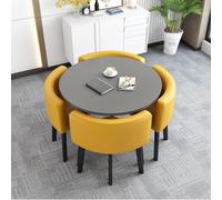 XL Superb Ensemble Table et chaises de Cuisine Table de conférence Ronde Simple et compacte, Peu encombrante, adaptée au Salon, au Balcon, au café ou au Bureau Yellow